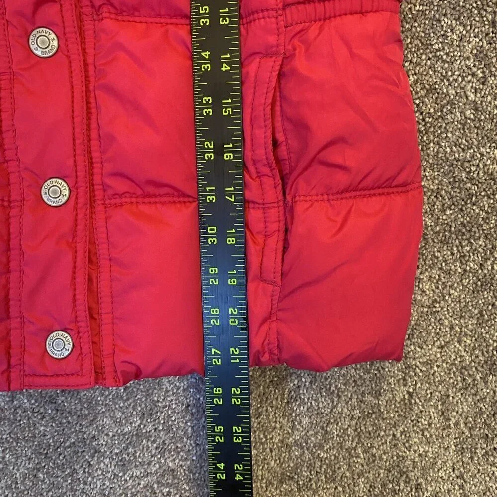 Old Navy Girls Puffer Quilted Vest Size XL Pink Red Sleeveless Lined Pockets EUC